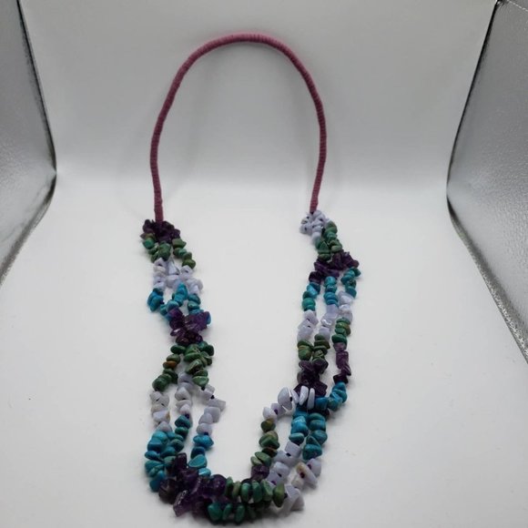 VTG Native American Turquoise & Amethyst Necklace - Picture 5 of 12